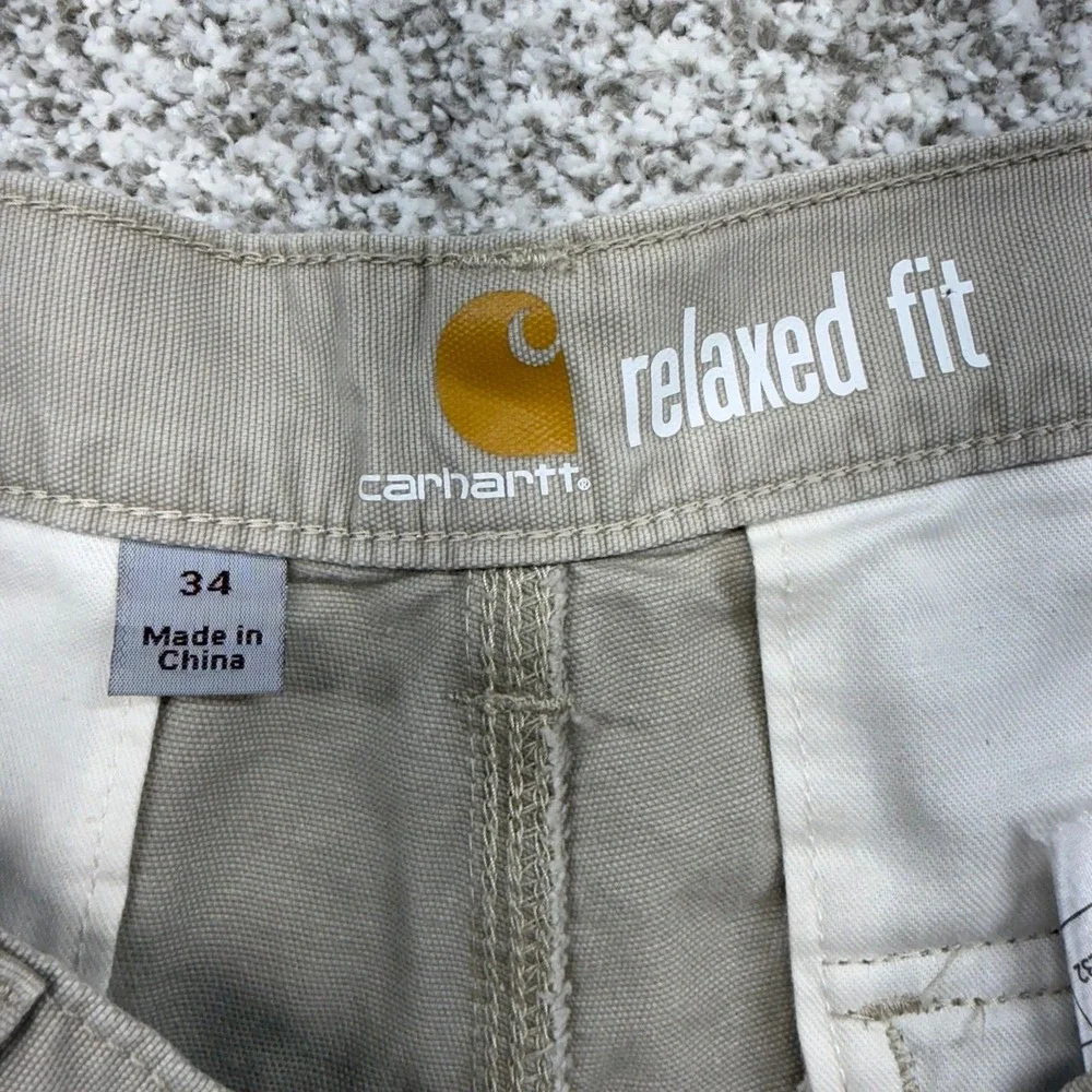 NWOT Men's Carhartt Beige Tan 100% Cotton Relaxed Fit Cargo Shorts Size 34x11